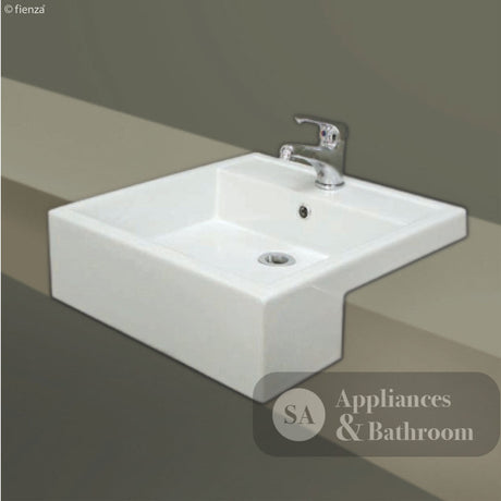 Fienza 602101W Nova Semi Recessed 1 Tap Hole RAK Ceramic Basin White - Basins