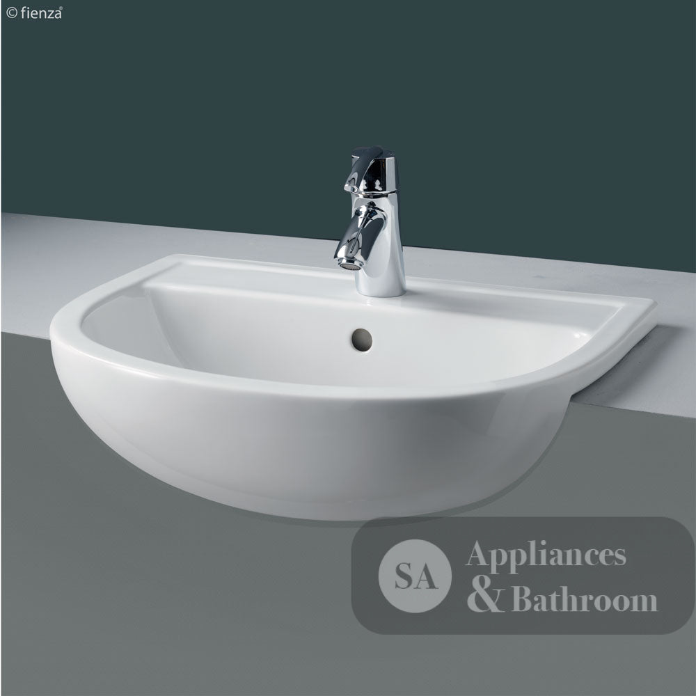 Fienza 603701W Semi Recessed RAK 1 Tap Hole Ceramic Compact Basin White - Basins