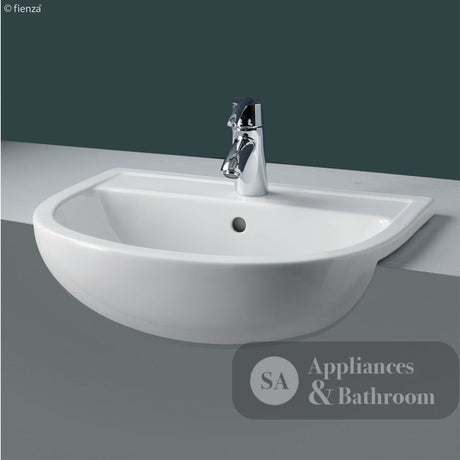 Fienza 603703W Semi Recessed RAK 3 Tap Hole Ceramic Compact Basin White - Basins