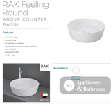 Fienza 606000W Moon Above Counter RAK Basin Round White - Basins