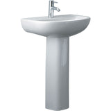 Fienza 611231W Compact 550mm Wall Basin & Pedestal 1 Tap Hole White - Basins