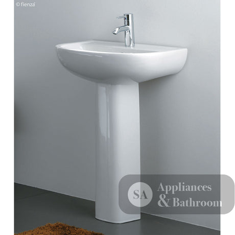 Fienza 611231W Compact 550mm Wall Basin & Pedestal 1 Tap Hole White - Basins