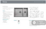 Fienza 68407-KIT Hana Double Kitchen Sink 30L/15L with Accessories Stainless Steel - Top Mounted Kitchen Sinks