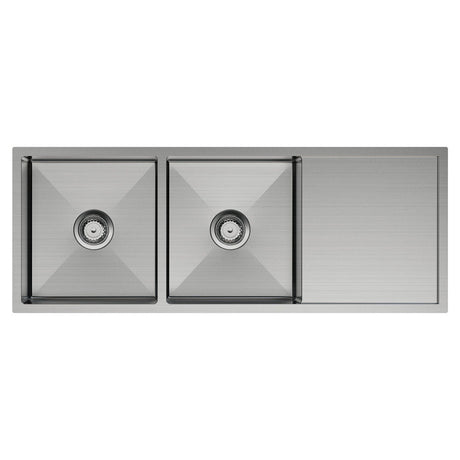 Fienza 68408 Hana 29L/29L Double Kitchen Sink with Drainer - Top Mounted Kitchen Sinks