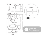 Fienza 68506 Hana 20L Laundry Sink with Tap Hole and Overflow - Laundry Insert Sinks