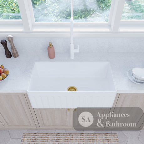 Fienza 68706 Olivia Large Single Butler Sink 840X460X255Mm White - Special Order Kitchen Sinks