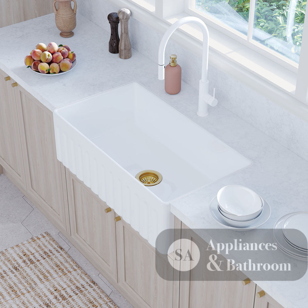 Fienza 68706 Olivia Large Single Butler Sink 840X460X255Mm White - Special Order Kitchen Sinks