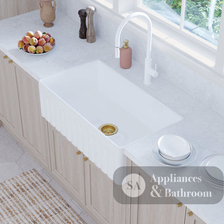 Fienza 68706 Olivia Large Single Butler Sink 840X460X255Mm White - Special Order Kitchen Sinks