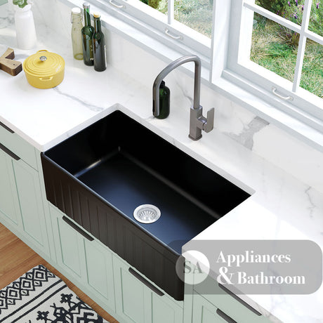 Fienza 68708 Benson Large Single Butler Sink Matte Black - Special Order Kitchen Sinks