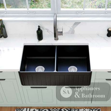 Fienza 68709 Benson Double Butler Sink Matte Black - Special Order Kitchen Sinks