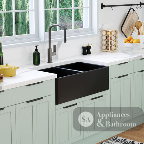 Fienza 68709 Benson Double Butler Sink Matte Black - Special Order Kitchen Sinks