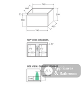Fienza 750Mm Sc75H Crystal Pure Undermount Stone Top Manu Wall Hung Vanity Unit White - Special