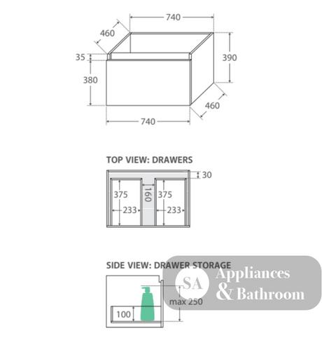 Fienza 750Mm Sc75H Crystal Pure Undermount Stone Top Manu Wall Hung Vanity Unit White - Special