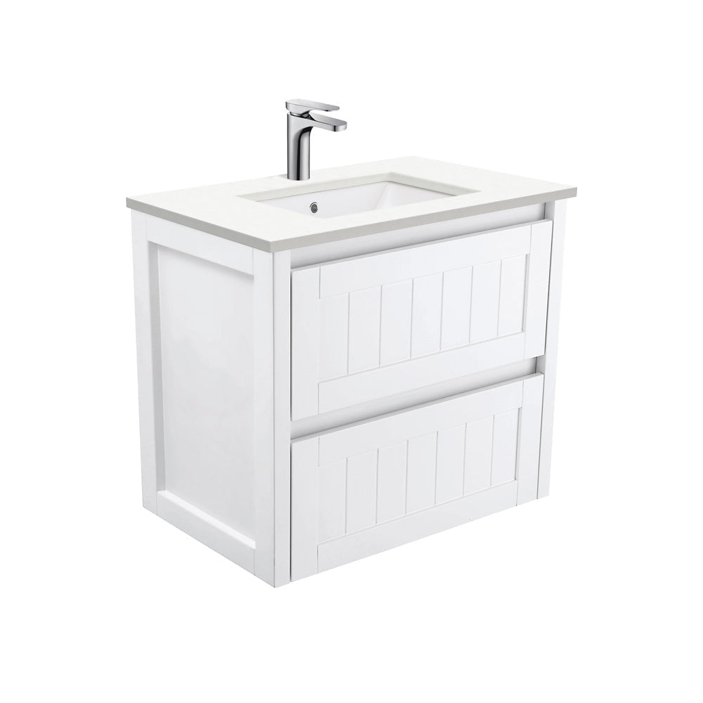 Fienza 750Mm Sc75T Crystal Pure Undermount Stone Top Hampton Wall Hung Vanity Unit White - Special