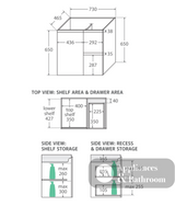 Fienza 750Mm Sc75Zbr Crystal Pure Undermount Stone Top Fingerpull Wall Hung Vanity Unit Right