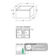 Fienza 750Mm Tclb75H Dolce Matte Black Manu Wall Hung Vanity White - Special Order Units