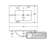 Fienza 750Mm Tclb75Q Dolce Matte Black Quest Wall Hung Vanity White - Special Order Units
