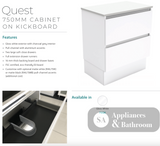 Fienza 750Mm Tclb75Qk Dolce Matte Black Quest Vanity On Kickboard White - Special Order Units
