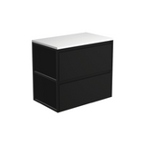 Fienza 75BBF Amato 750 Wall Hung Cabinet Matte Black Frames Satin Black Cabinet Only - Cabinet Only