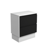 Fienza 75BBWK Amato 750 On Kickboard Cabinet Satin White Panels Satin Black Cabinet Only - Cabinet Only