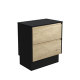 Fienza 75BSBK Amato 750 On Kickboard Cabinet Satin Black Panels Scandi Oak Cabinet Only - Cabinet Only