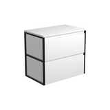 Fienza 75BWF Amato 750 Wall Hung Cabinet Matte Black Frames Satin White Cabinet Only - Cabinet Only