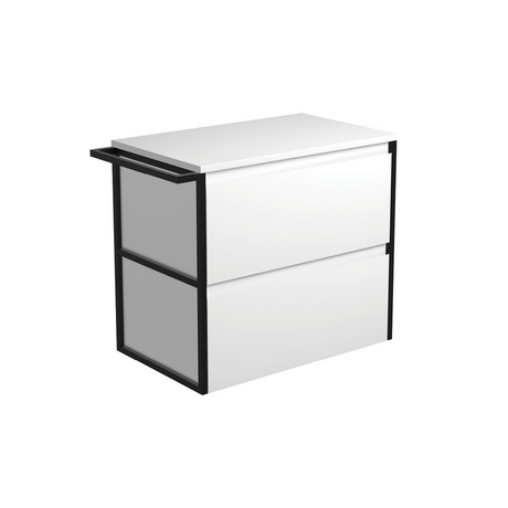 Fienza 75BWFT Amato 750 Wall Hung Cabinet 1 Frame & 1 Towel Rail Satin White Cabinet Only - Cabinet Only