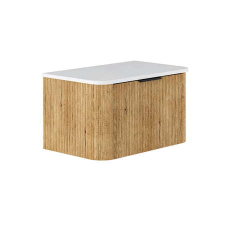 Fienza 75US-C Minka Curved Scandi Oak 750 Wall Hung Cabinet - Vanity Units