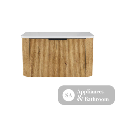 Fienza 75US-C Minka Curved Scandi Oak 750 Wall Hung Cabinet - Vanity Units