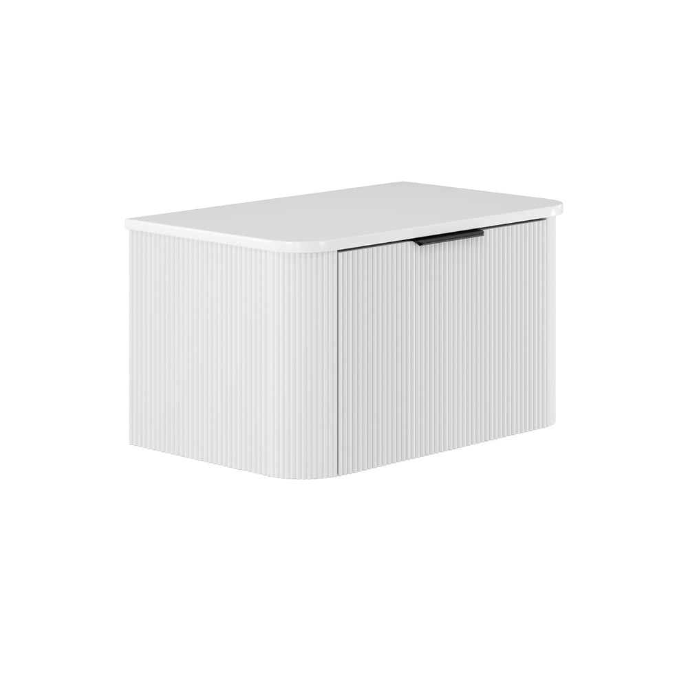 Fienza 75UW-C Minka Curved Satin White 750 Wall Hung Cabinet - Vanity Units