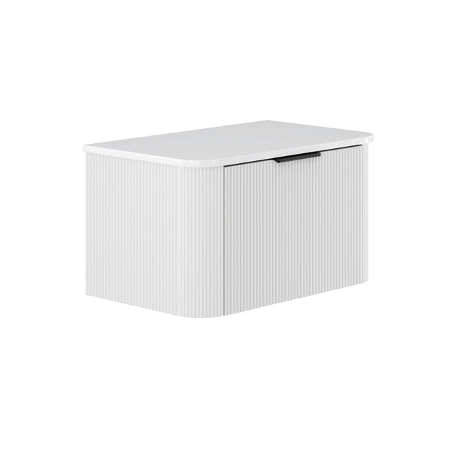 Fienza 75UW-C Minka Curved Satin White 750 Wall Hung Cabinet - Vanity Units