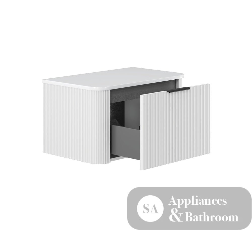 Fienza 75UW-C Minka Curved Satin White 750 Wall Hung Cabinet - Vanity Units