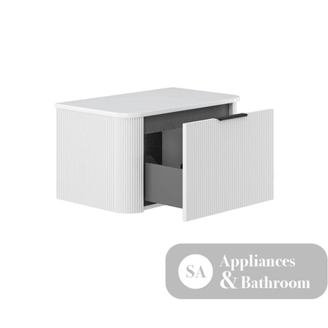 Fienza 75UW-C Minka Curved Satin White 750 Wall Hung Cabinet - Vanity Units