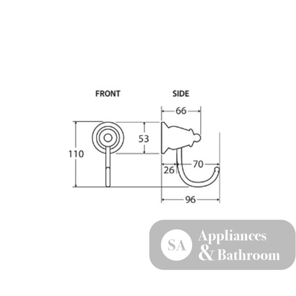 Fienza 81004BN Lillian Robe Hook Brushed Nickel - Robe Hooks