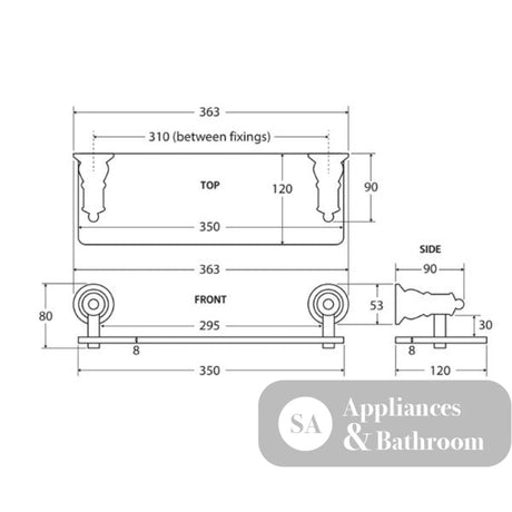 Fienza 81007 Lillian Glass Shelf Chrome - Bathroom Accessories