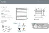 Fienza 8277570BN Isabella Heated Towel Rail 750 x 700mm Brushed Nickel