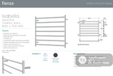 Fienza 8279075MB Isabella Heated Towel Rail 900 x 750mm Matte Black