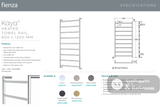 Fienza 82860120UB Kaya Heated Towel Rail 600 x 1200mm Urban Brass Finish