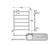 Fienza 8286080UB Kaya Heated Towel Rail 600 x 800mm Urban Brass