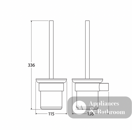Fienza 889010BN Empire Slim Toilet Brush & Glass Holder Brushed Nickel - Accessories