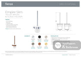 Fienza 889010BN Empire Slim Toilet Brush & Glass Holder Brushed Nickel - Accessories