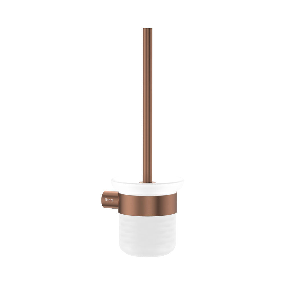 Fienza 889010CO Empire Slim Toilet Brush & Glass Holder Brushed Copper - Accessories
