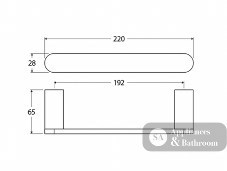 Fienza 88905BN Empire Slim Hand Towel Rail 220mm Brushed Nickel - Towel Rail