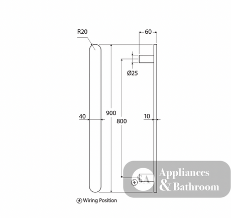 Fienza 889900UB Empire Slim Vertical Heated Towel Rail 12V 900mm (1 Bar) Urban Brass - Towel Ladder