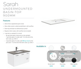 Fienza 900Mm Sc90Sr Crystal Pure Undermount Stone Top Edge Scandi Oak Wall Hung Vanity Unit Right