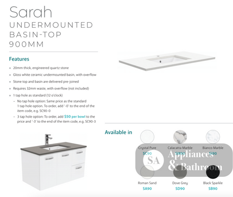 Fienza 900Mm Sc90Sr Crystal Pure Undermount Stone Top Edge Scandi Oak Wall Hung Vanity Unit Right