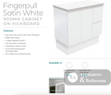 Fienza 900Mm Tclb90Zkl Dolce Matte Black Fingerpull Satin White Vanity On Kickboard Left Drawers -