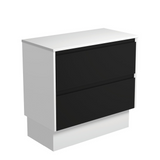 Fienza 90BBWK Amato 900 On Kickboard Cabinet Satin White Panels Satin Black Cabinet Only - Cabinet Only