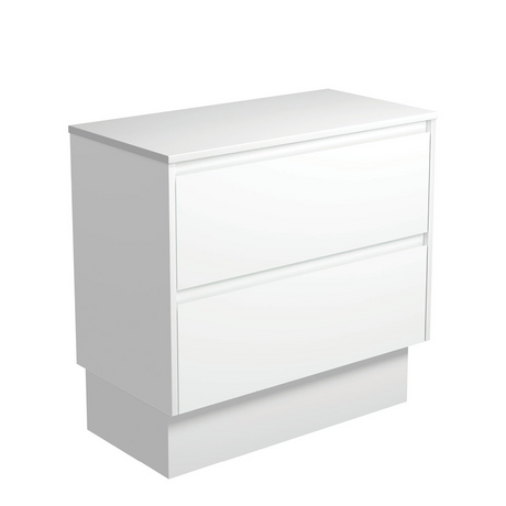 Fienza 90BWK Amato 900 On Kickboard Cabinet Satin White Cabinet Only - Cabinet Only