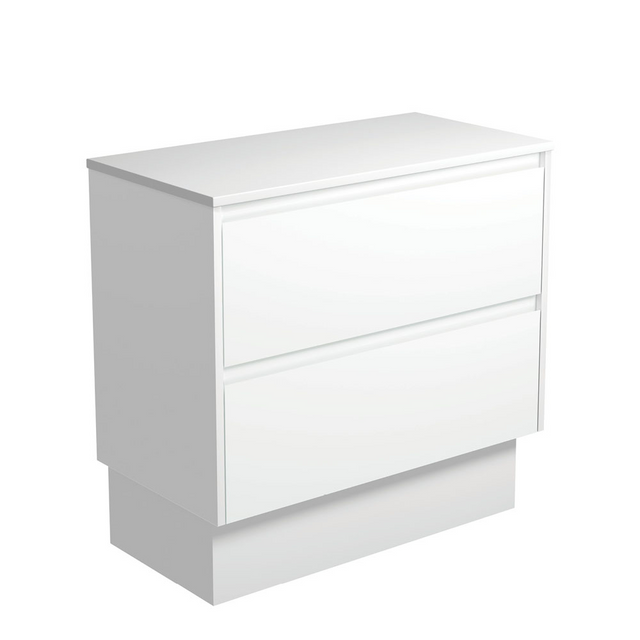 Fienza 90BWK Amato 900 On Kickboard Cabinet Satin White Cabinet Only - Cabinet Only